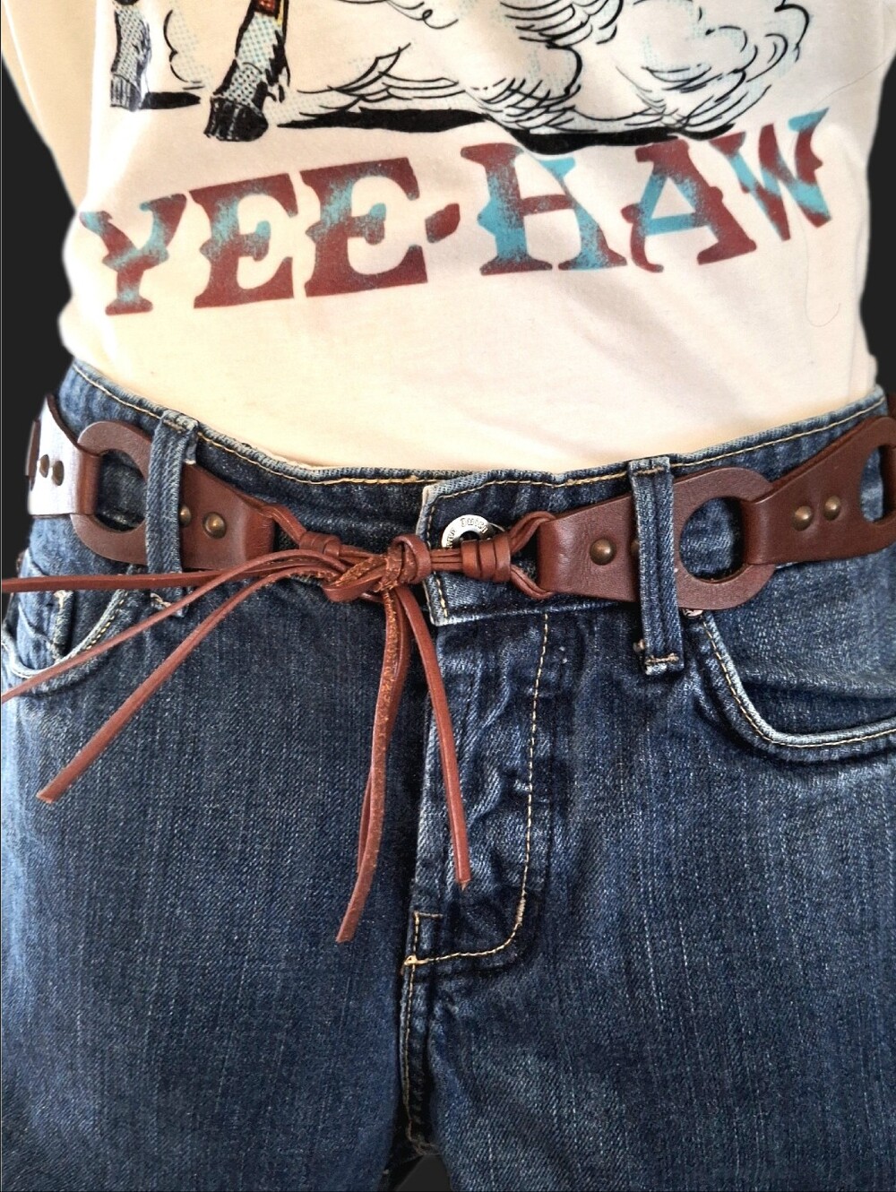 Banana Republic Brown Leather Belt Tassel Tie Boho